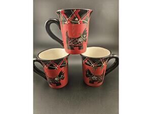 Certified International Terrier Plaid Mugs Set of 3, 16–18 oz, Holiday Dog Decor